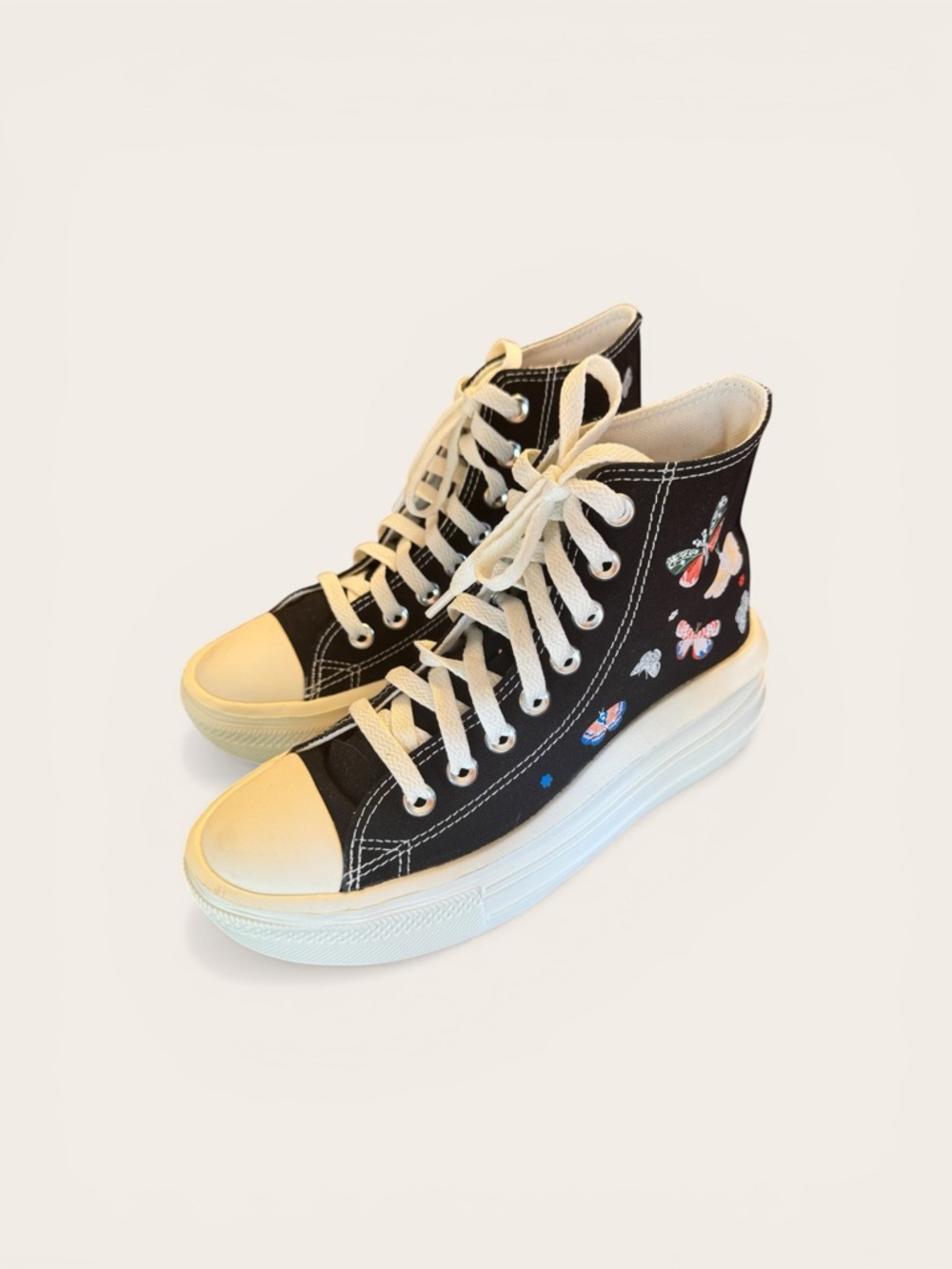 Converse Chuck Taylor All Star Move Platform Butterfly Wings Black Pink Size 6.5